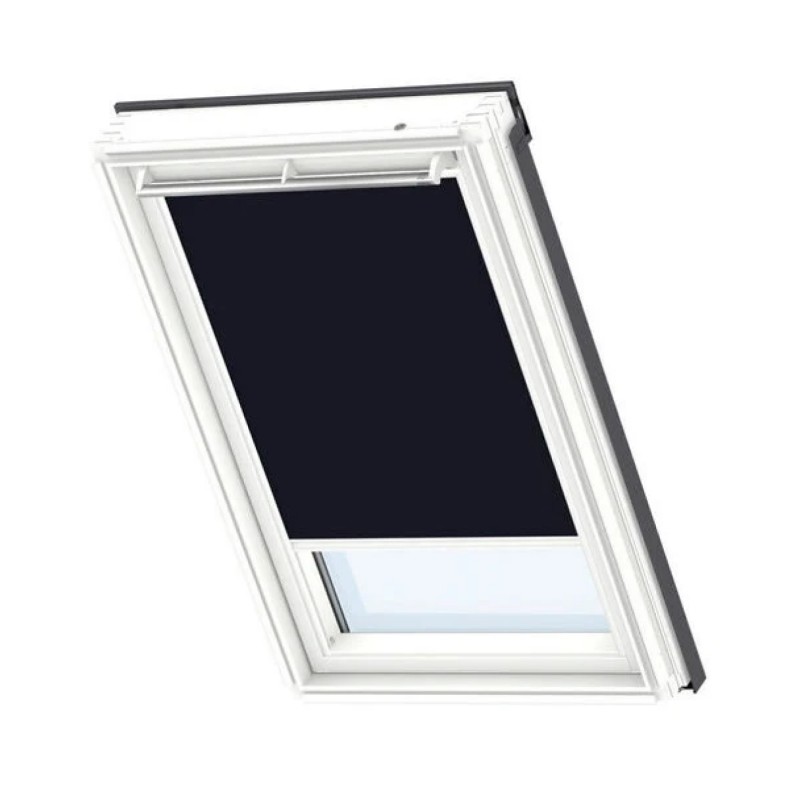 Velux DSL napelemes működtetésű fényzáró roló fehér vezetősínekkel