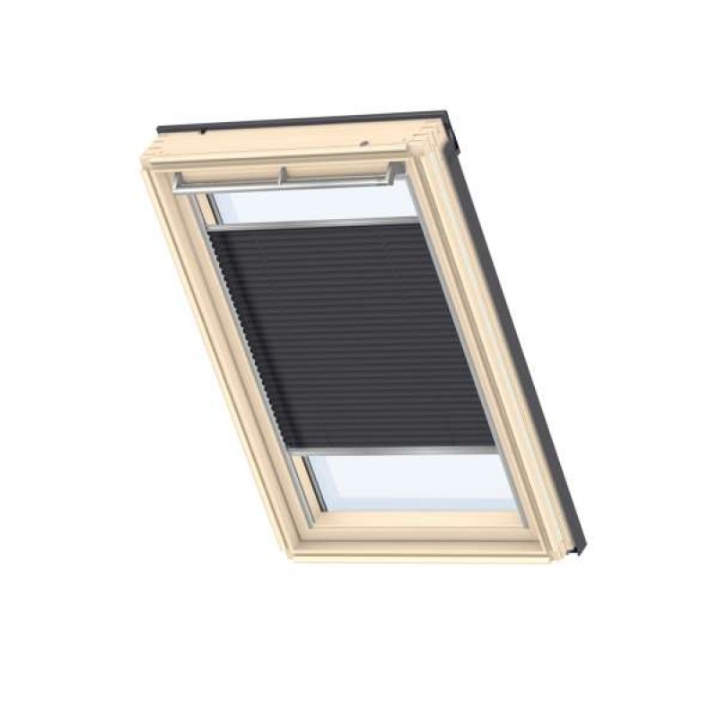 Velux fényáteresztő pliszé - napelemes működtetésű (FSL), szálcsiszolt alumínium vezetősínekkel